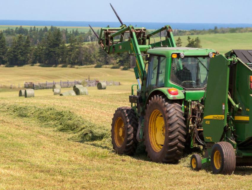 Tractor Bailing Hay
